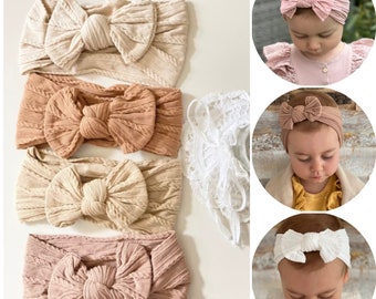 Stirnband Kleinkind Set Baby, Geschenk zur Geburt für Mädchen, Geburtsgeschenk Baby, Stirnband mit Schleife Babygeschenk zur Geburt