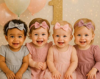 ヘアバンド ベビー バースデー クラウン ピンク ソフト レース ヘアボウ - ハンドメイド ヘッドバンド 女の子 幼児 洗礼 ヘアアクセサリー 撮影