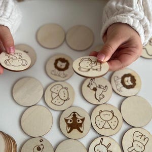 Wooden memory game to color in for children/memorial gift/Wooden Montessori toy/Educational toy for toddlers/Sea creatures Matching cards