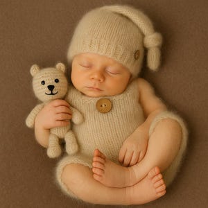 Newborn Outfit photoshoot boy girl- beige-knitted- newborn Outfit -newborn Shooting-Baby photography Set -Props-Children&#39;s photos