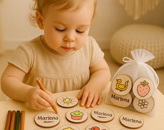 Baby Shower Party Spiel Holz Memory Personalisiert Babygeschenk Taufgeschenk
