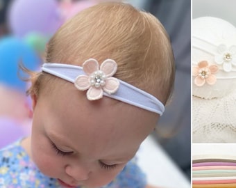 Haarband Baby / Blumen / wächst mit / Babyshooting /Babyband / Haarschleife /Stirnband /Taufe