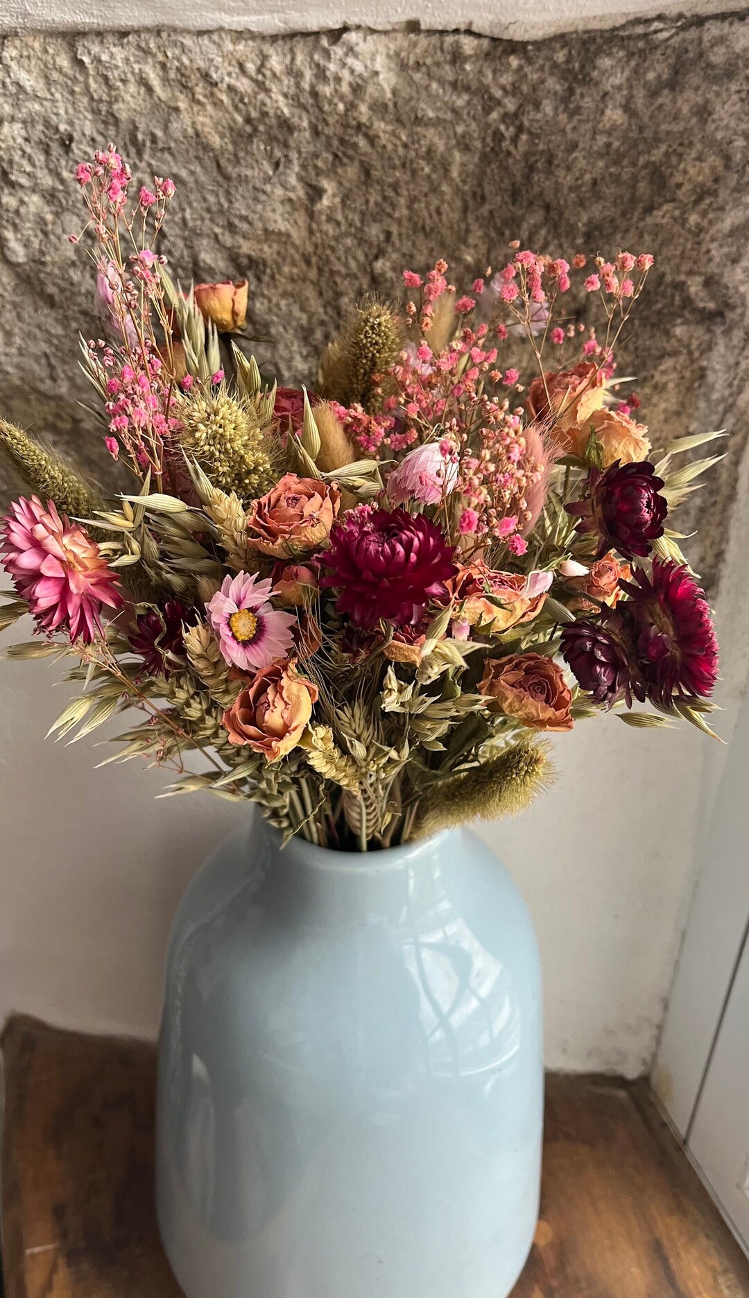 Country Garden Dried Flowers L Pink Mixed Dry Flowers L Etsy UK
