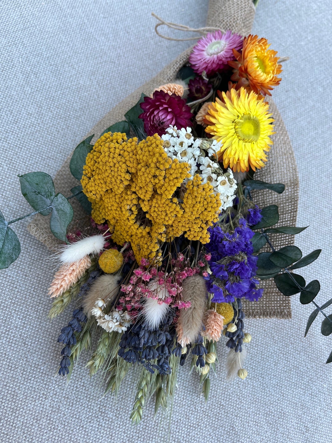 Colourful Dried Flower Bouquet L Mixed Dry Flowers L Lagurus L Etsy UK