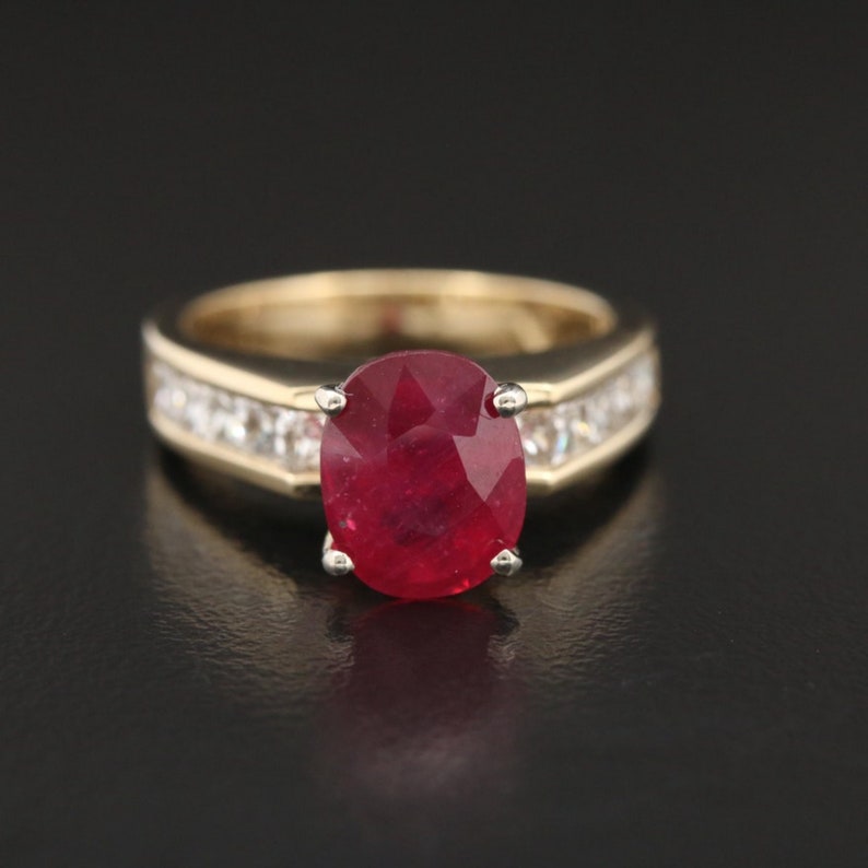 Vintage Natural Ruby Wedding Ring, Genuine Red Ruby Engagement Ring ...