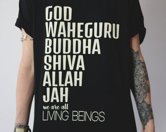 Koszulka z bawełny organicznej | Nadruk God Jah Waheguru | Etyczna moda unisex