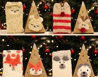 Calcetines mullidos, lindos calcetines de animales peludos, calcetines de invierno súper suaves y cálidos, rellenos de medias navideñas peludas, regalo festivo para hombres y mujeres, Navidad.