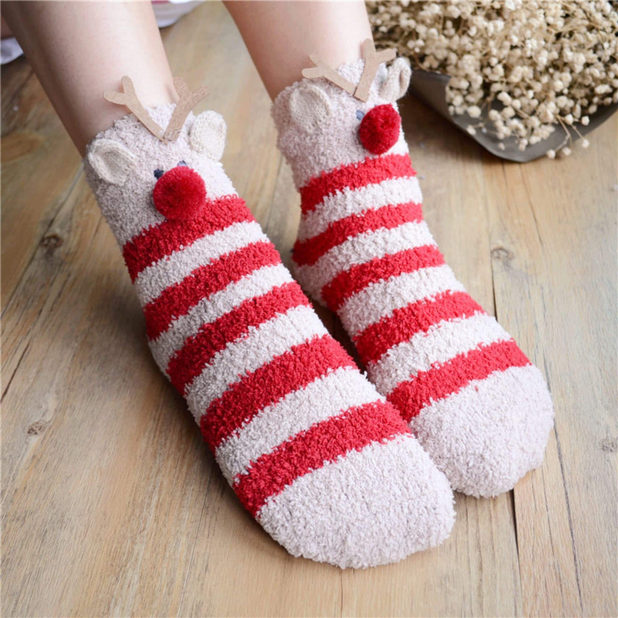 Fluffy Cute Animal Socks, Cosy Christmas animal sock, Stocking Fillers
