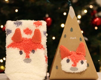 Furry Fox Socks: Fluffy Cozy Winter Socks, Stocking Stuffer