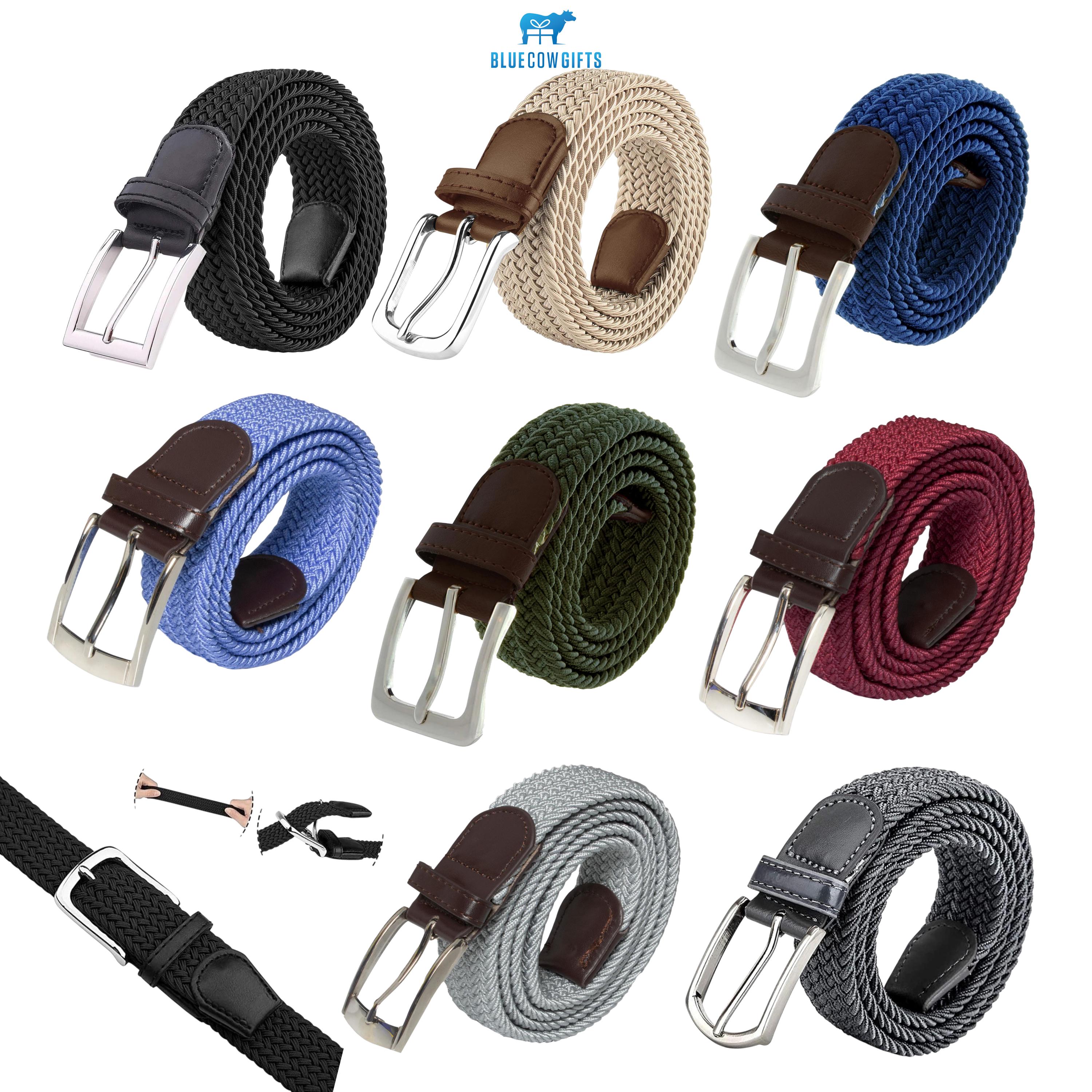 Braided Woven Stretch Belt: Adjustable Elastic With Leather  display picture 3