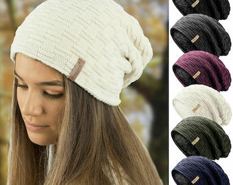 Gorro unisex de punto texturizado con forro polar: gorro cálido de invierno para hombre y mujer.
