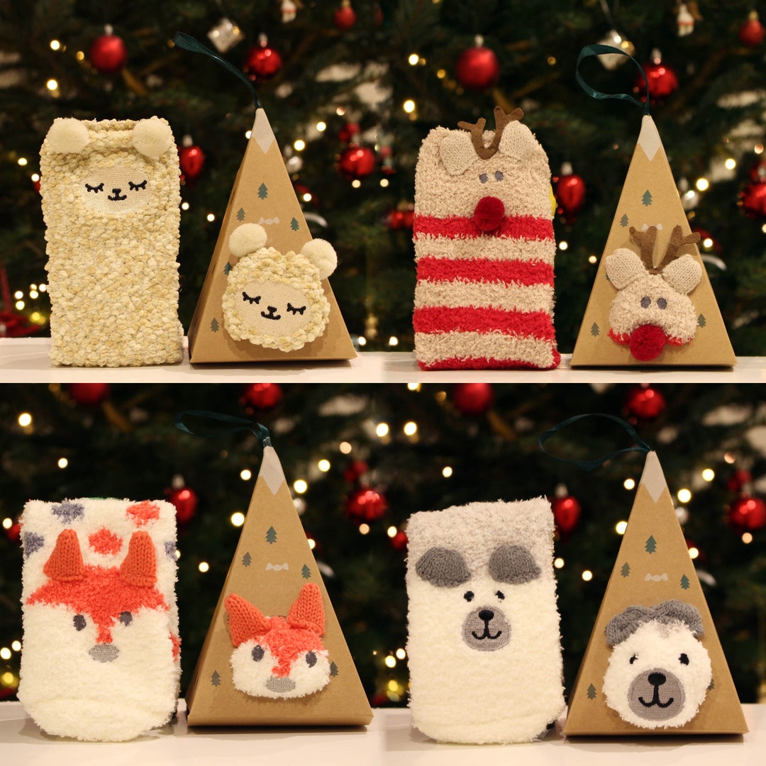 Fluffy Cute Animal Socks Christmas Animal Socks Etsy UK