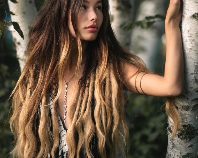 Featured listing image: Ombre Human Hair Dreads Extensions or D.e S.e Dreads With Long Ends Boho style
