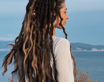 Extensions de cheveux humains texturés ou D.e S.e Dreads avec extrémités longues style Boho