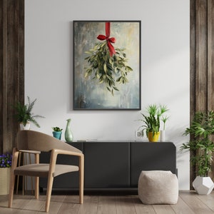 Christmas Mistletoe Winter Farmhouse PRINTABLE Art, Festive Holiday ...