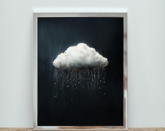 Impresión de pintura al óleo "Nube de lluvia": Arte mural vintage de Dark Academia (descarga digital)