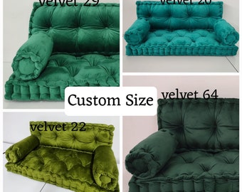 Velvet French Cushion, Custom Bench Cushion, Sofa Cushion, Window Seat Cushion, Large Floor Cushion, Couch Cushion, Tufted Cushion