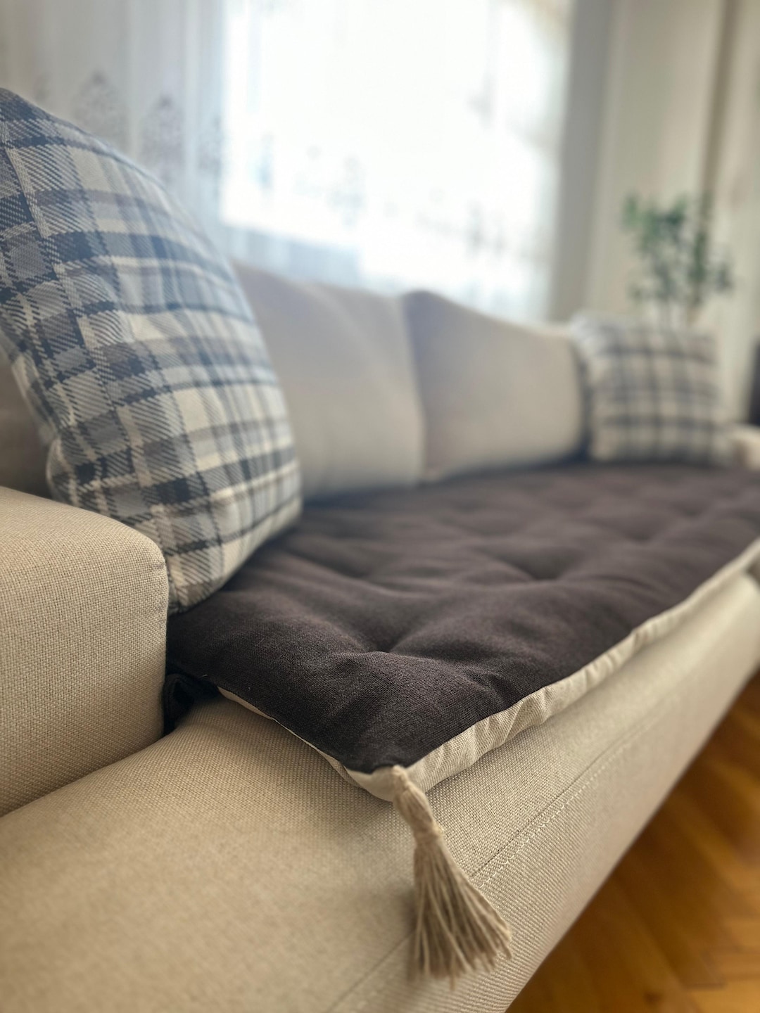 Sofa Topper, Slipcover, Linen Couch Cover, for Dogs and Cats Machine