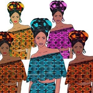 African American Clipart, Woman ClipArt, Fashion girl Clipart, black woman clipart, girl Clipart, Afro girls Clipart, Africa print Clipart