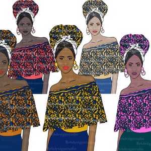 Woman ClipArt, Fashion girl Clipart, boss ladies Clipart, Afro girls Clipart, African American Clipart, Africa print Clipart