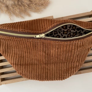 Bum bag hip bag belt bag cord cognac leo gold