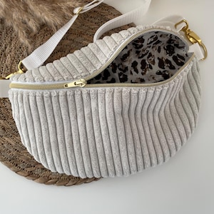 Round bum bag hip bag cross bag belt bag funny bag cord beige spots gold