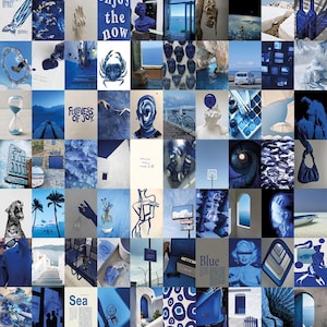Blue Wall Collage Set, Wall Art Collage Kit, Collage Set, Digital Collage Kit, Pastel Collage, Ocean Waves Beach Surfing Collage Set.
