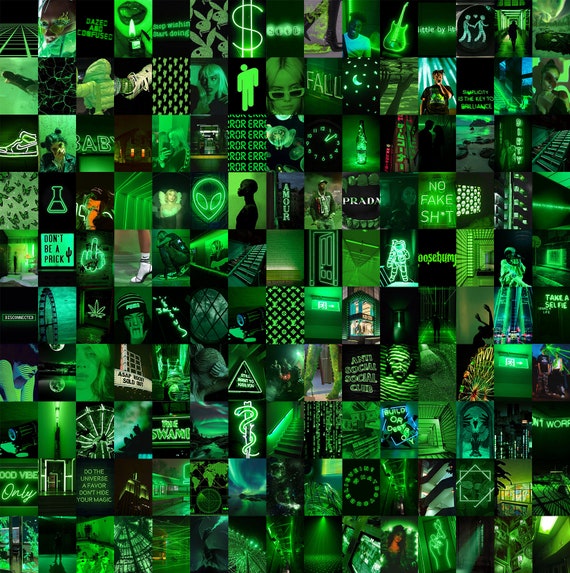 Neon Green Aesthetic Photo Wall Collage Kit 