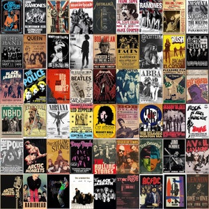 300 Stück Vintage Konzert Poster Retro Punk & Classic Rock Poster Vintage Musik Band Aesthetic Wall Collage Kit DIGITALER ARTIKEL Bild 3