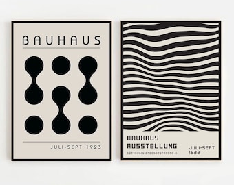 Bauhaus Ausstellungsplakat, Vintage Bauhaus Kunstdruck, Digitale Kunstdrucke, moderne schwarze Wanddekoration, stilvolle Hauskunst.DIGITAL!