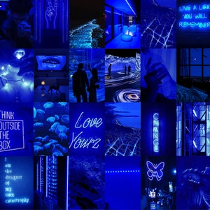 100 Blue Aesthetic Digital Collage Kit Dark Blue Wall Collage Aesthetic ...