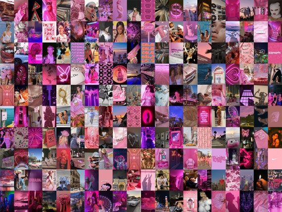 200 PCS | Boujee Pink 90s 2000s Wall Collage Kit | Y2K Pink Aesthetic Photo Prints | Vintage Printable Pictures for Room Decor (DIGITAL 4x6)