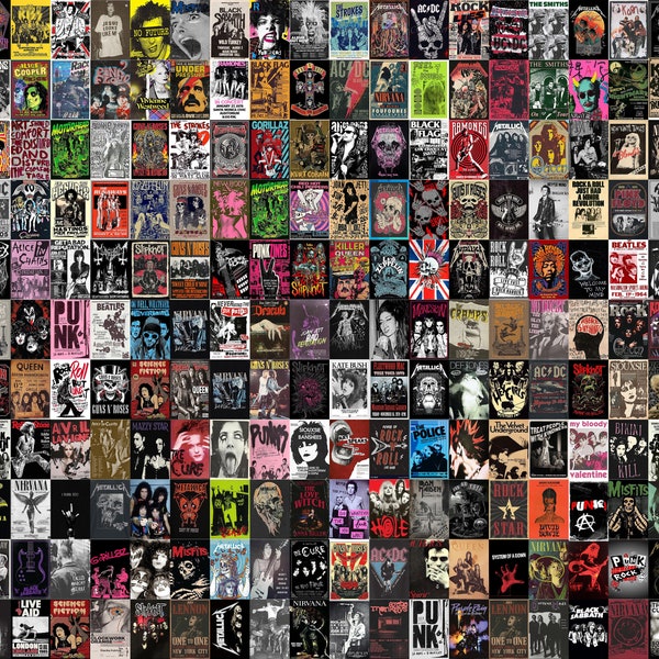 200/PCS/Kit de Collage de pared de Metal Punk Rock/estampados estéticos Grunge Punk Vintage/juego de póster de decoración de habitación de Metal Rock Retro-DESCARGA DIGITAL