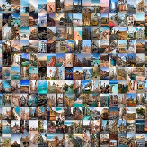 200|PCS Vintage Travel Poster, Retro Aesthetic, Vintage Travel Wall Art, Aesthetic Wall Collage Kit