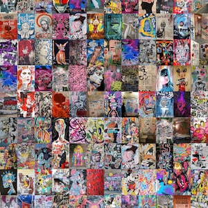Graffiti Wall Decor | Street Art Wall Decor | Graffiti Photography | Aesthetic Wall Collage Kit | Graffiti Print | Digital Collage | 100PCS