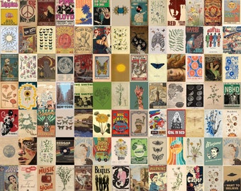Vintage Posters Aesthetic Wall Collage Kit | Vintage Wall Decor | Aesthetic Collage Kit | Vintage Room Decor | Digital Download | 120 PCS