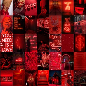 140 Red Aesthetic Digital Wall Collage Red Collage Kit Aesthetic Room ...