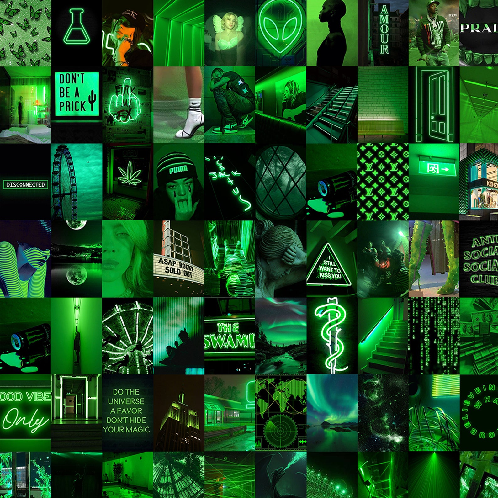 150boujee Green Aesthetic Digital Collage Kit Dark Green - Etsy
