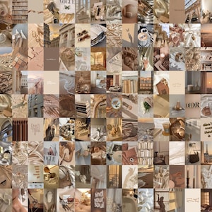 Neutral Cream Beige Wall Collage Kit | Boujee Boho Aesthetic Photo Collage Print | Light Beige Room Decor (DIGITAL DOWNLOAD) | 4x6 150|PCS