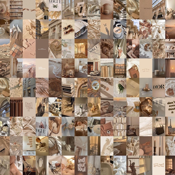 Neutral Creme Beige Wand Collage Kit | Boujee Boho Aesthetic Fotocollage Print | Hellbeige Raumdekoration (DIGITAL DOWNLOAD) | 4x6 150|PCS