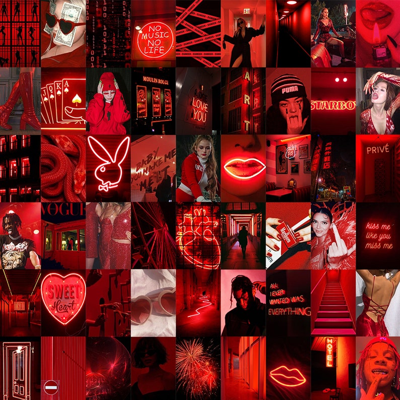 140 Red Aesthetic Digital Wall Collage Red Collage Kit - Etsy