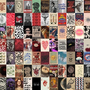 Retro Wall Collage Kit, Hippie Wall Collage, Vintage Indie Aesthetic Wall Art, Retro Poster, Vintage Room Decor (DIGITAL DOWNLOAD) 110 PCS