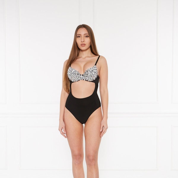 Pre-Sale Raptidis Strap Fringe Rhinestone Bodysuit