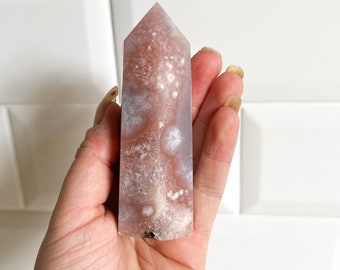 Pink Amethyst flower agate tower