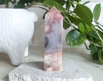 Pink Amethyst flower agate tower