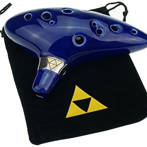  Legend of Zelda Ocarina of Time, 12 Hole Ocarina Alto C w/Song  Book, Display Stand, Protective Bag, Cord, Blue : Musical Instruments