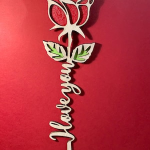Rosa personalizzata in legno “ I Love you” - un regalo unico e speciale