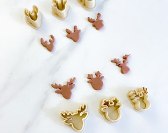 Christmas reindeer clay cutter for earrings, christmas clay cutter, christmas polymer clay cutter
