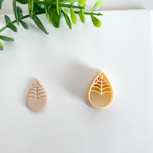 Drop cutter with spider web for polymer clay, drop polymer clay cutter, halloween cutter
