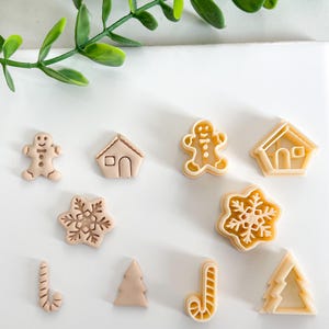 Mini-Weihnachtsplätzchenausstecher | Ausstecher aus Polymerclay | Ausstecher aus Ton | Ausstecher aus Fimo | Ausstecher mit Quaste | Ausstecher aus Ton